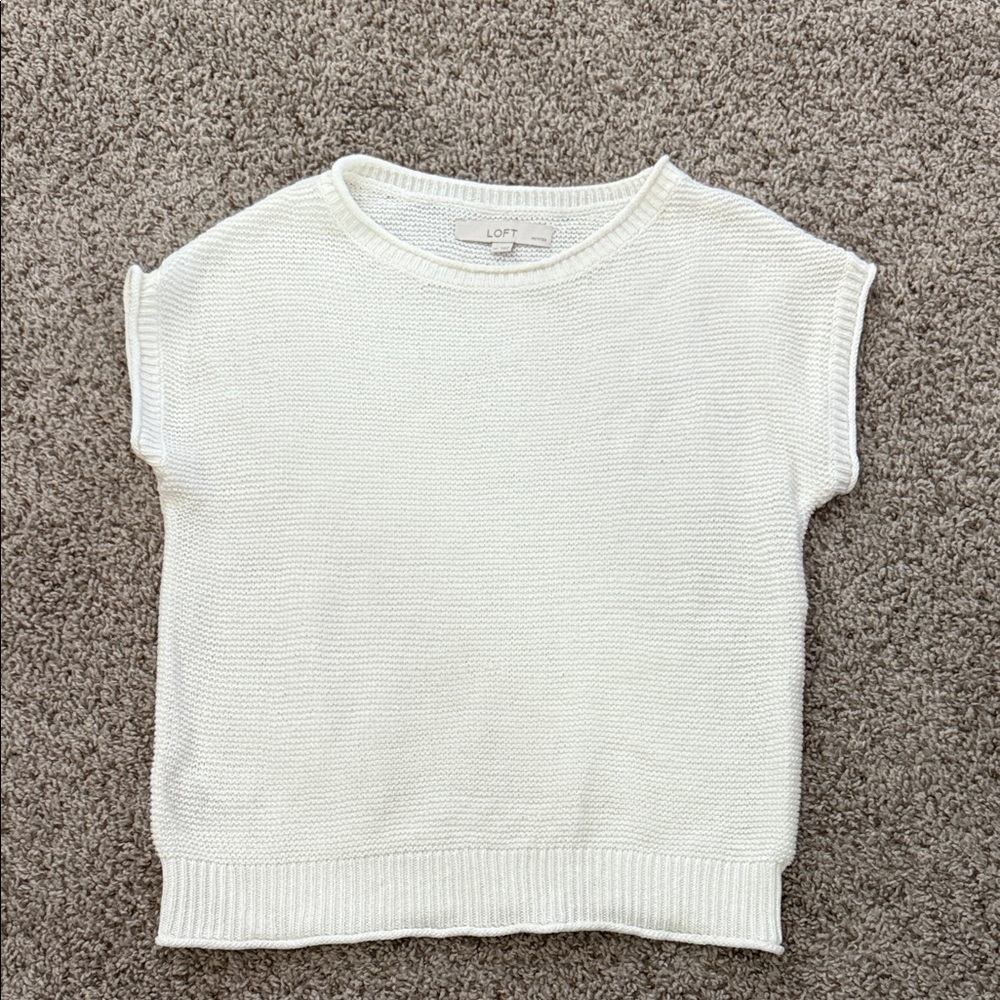 LOFT Ivory Sleeveless Knit Top